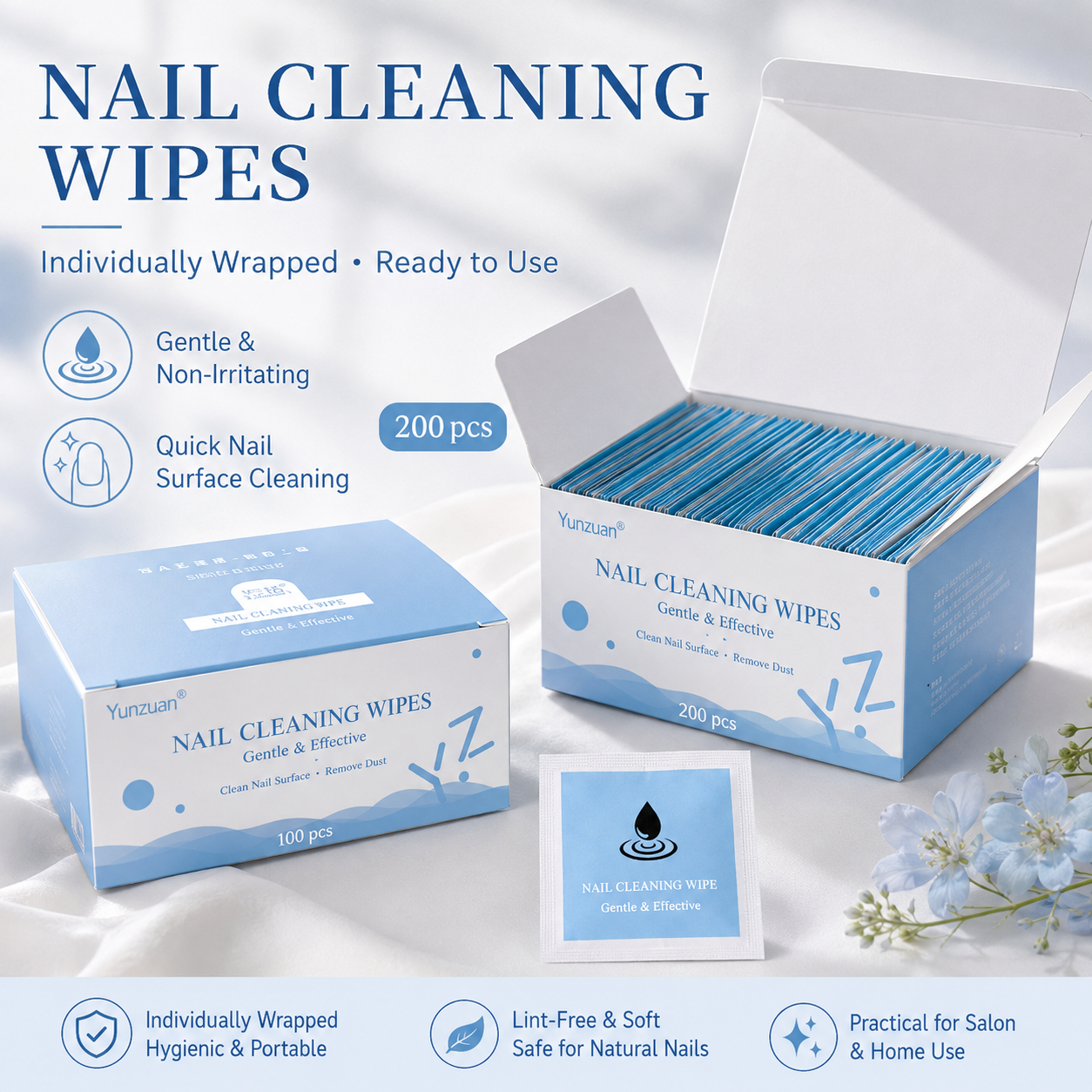 Gel Nail Polish - 50/100/200Pcs Nail Cleaning Wipes Individually Wrapped