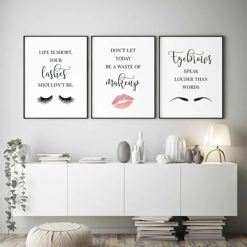 Beauty And Makeup Quotes - Makeup Quotes Poster Eyelash Eyebrows Lipstick