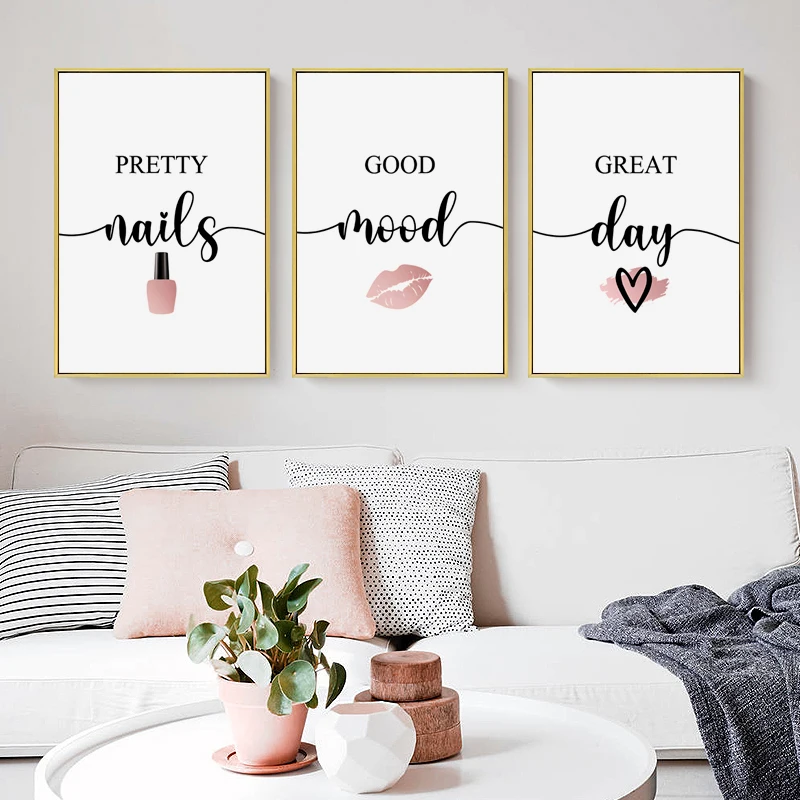 Beauty And Makeup Quotes - Nordic Pink Woman Red Lip Nails