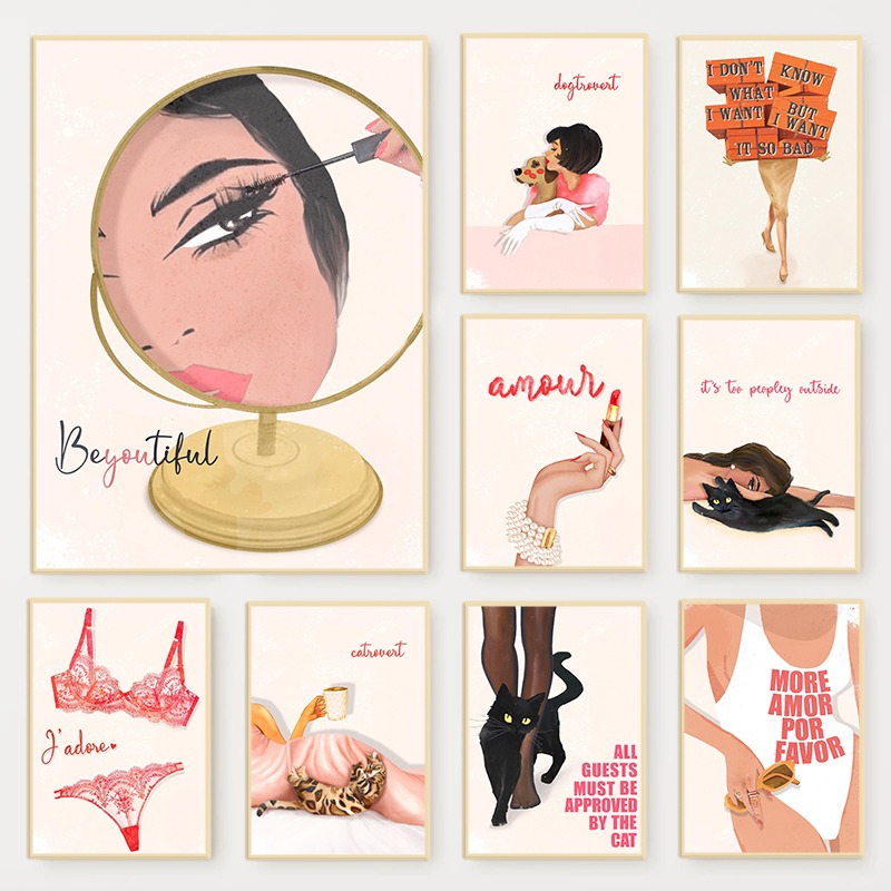 Beauty And Makeup Quotes - Retro Glam Fashion Magazine Poster Pink