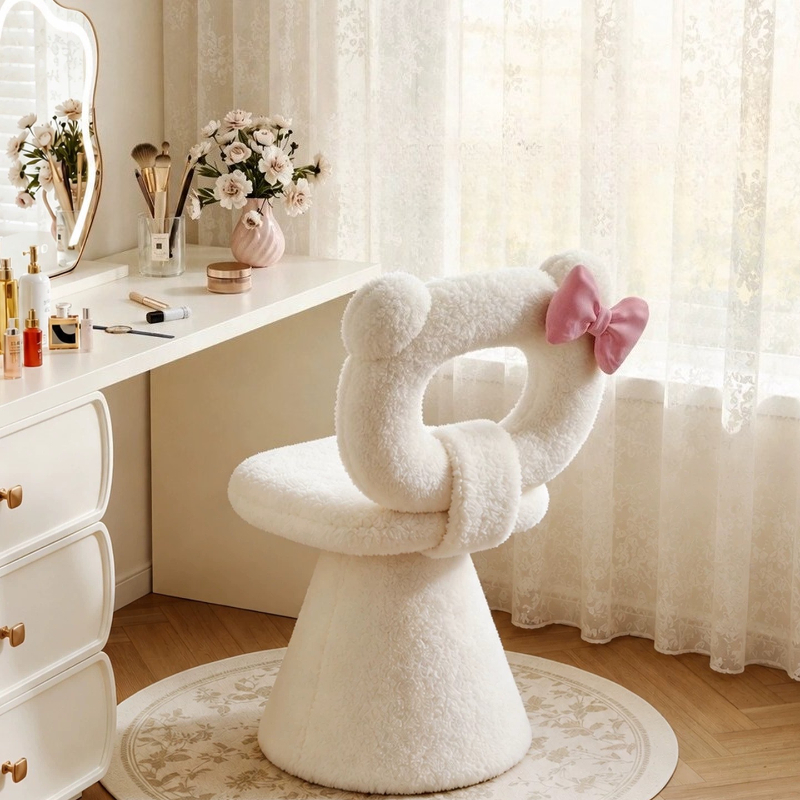 Makeup And Beauty - Bow Dressing Vanity Stool Pink Make