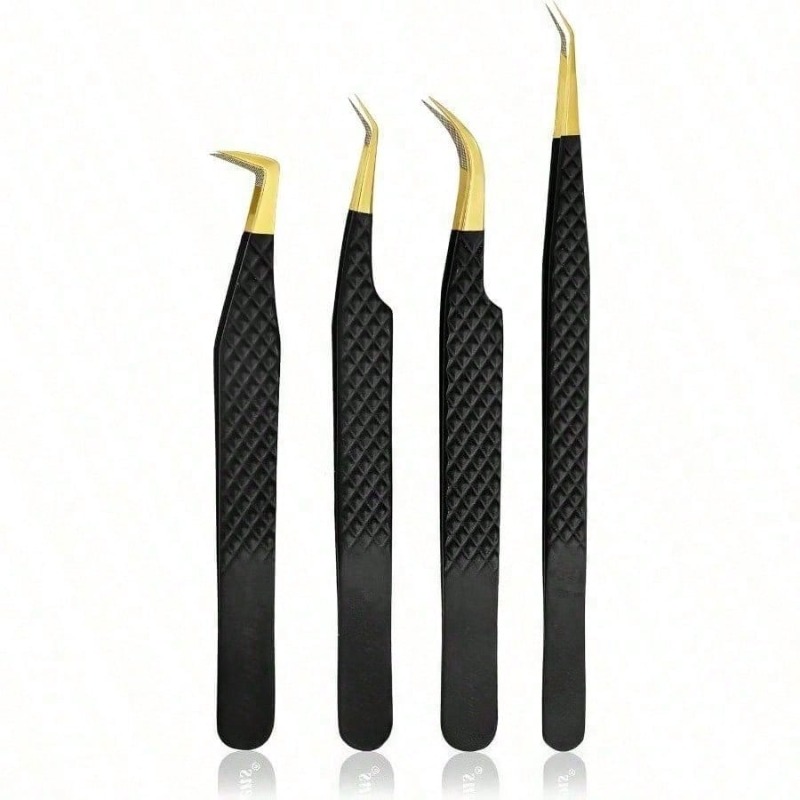 Beauty Makeup Artist - 4Pcs Black Stainless Steel Fiber Tip