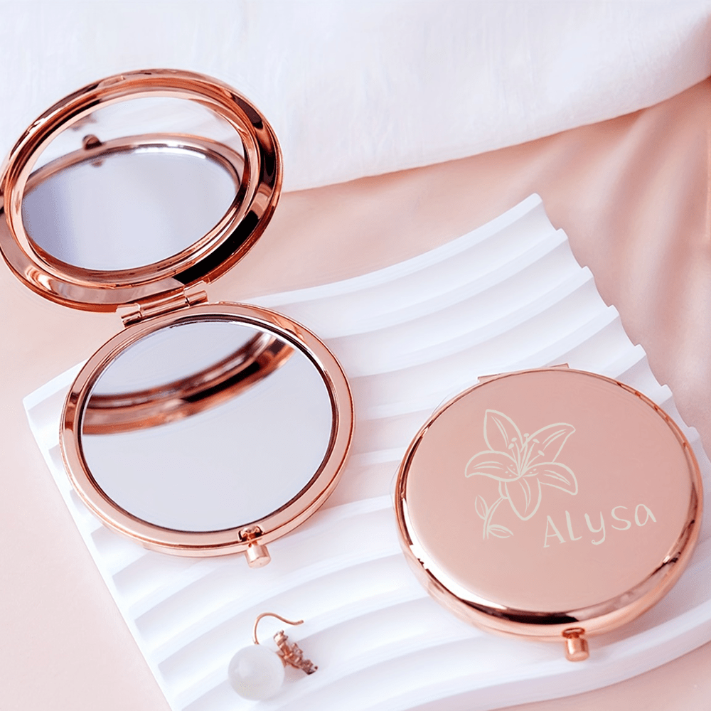 Beauty Makeup Events - Customized Delicate Compact Mirror, Bridesmaid Gifts,