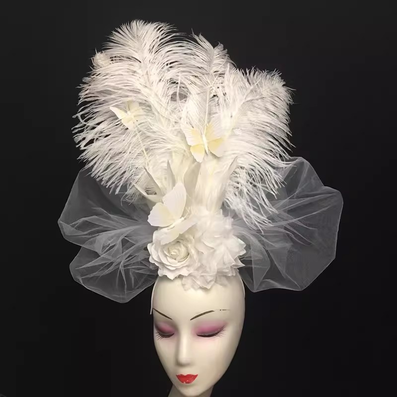 Beauty Makeup Events - New White Beautiful Feather Flower Model
