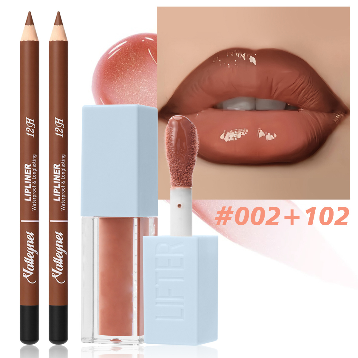 Beauty Linasi Makeup - 2Pcs/Set Lipliner + Lip Oil Matte