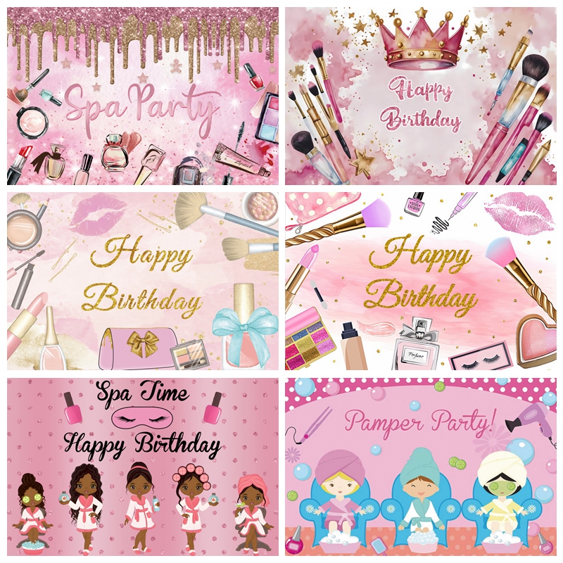 Beauty Makeup Girl Photo - Spa Party Themed Backdrop for Photography