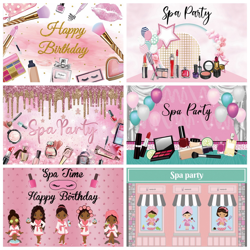 Beauty Makeup Girl Photo - Spa Party Backdrop Pamper Princess Girl