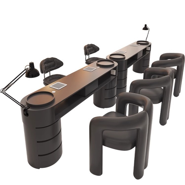 Beauty Makeup Salon - Modern Minimalist Makeup Table Black Double