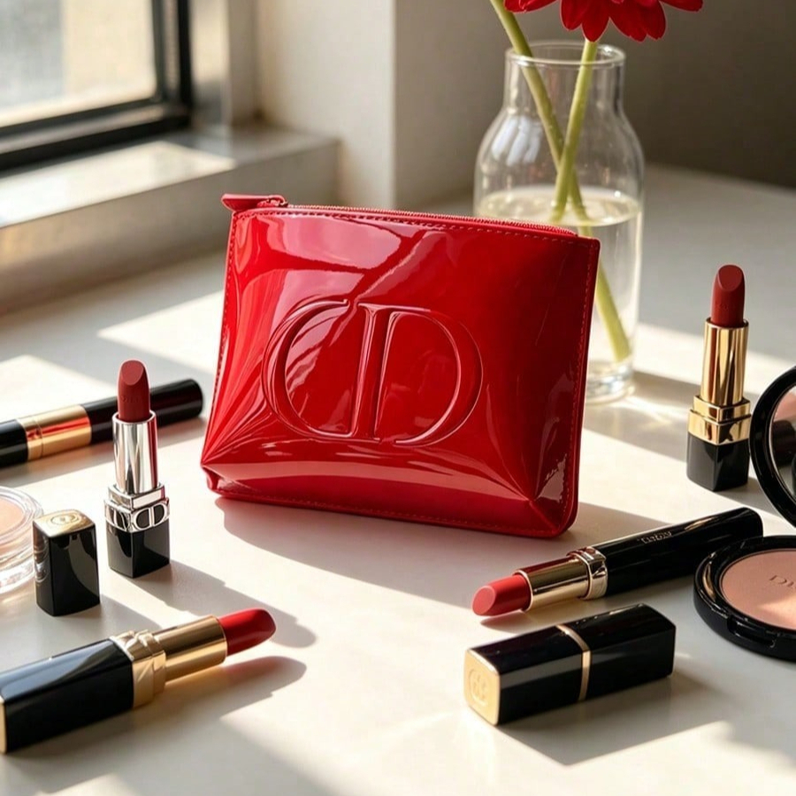 Beauty Makeup Blender - Dior’s bag Premium Fabric Red Cosmetic