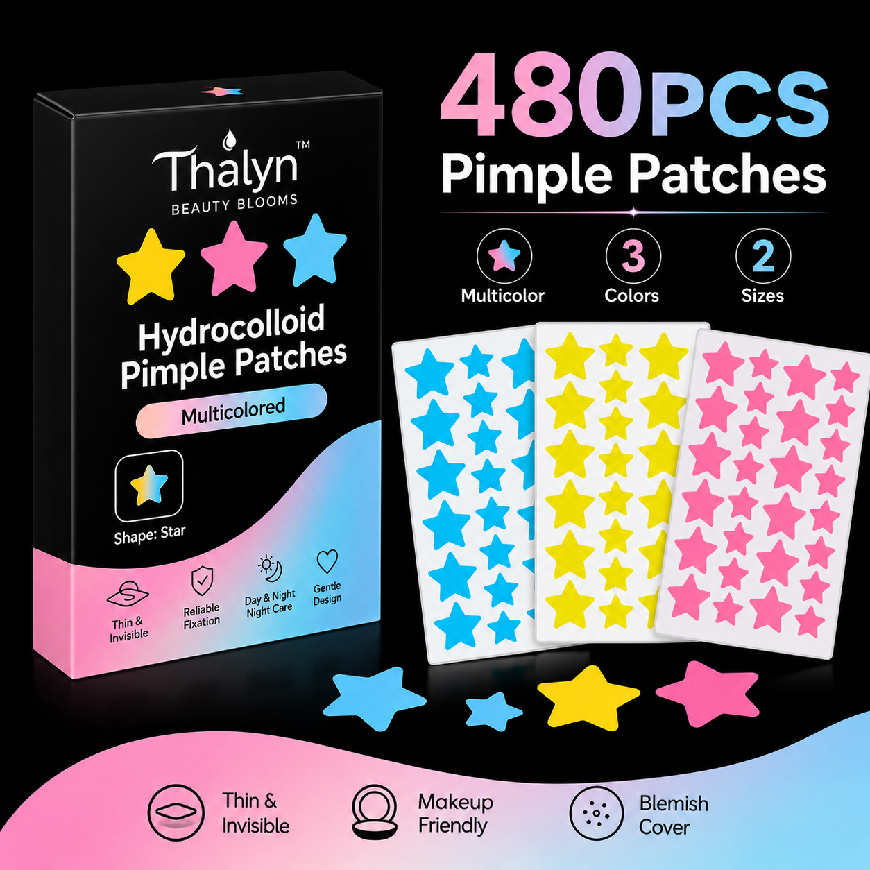 Makeup And Beauty - 480PCS Colorful Star Pimple Patches Yellow
