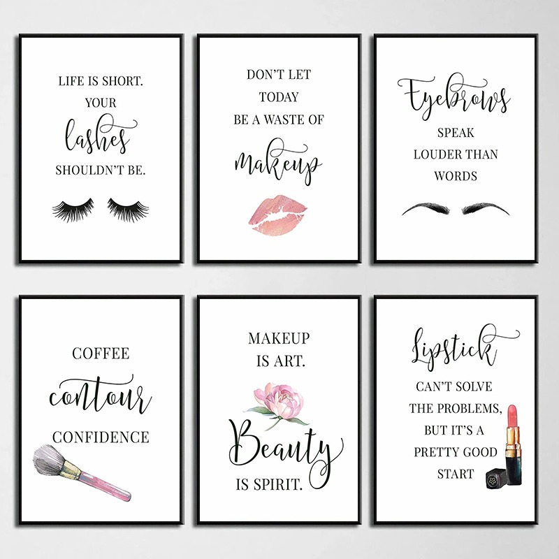 Beauty And Makeup Quotes - Makeup Quotes Poster Eyelash Eyebrows Lipstick