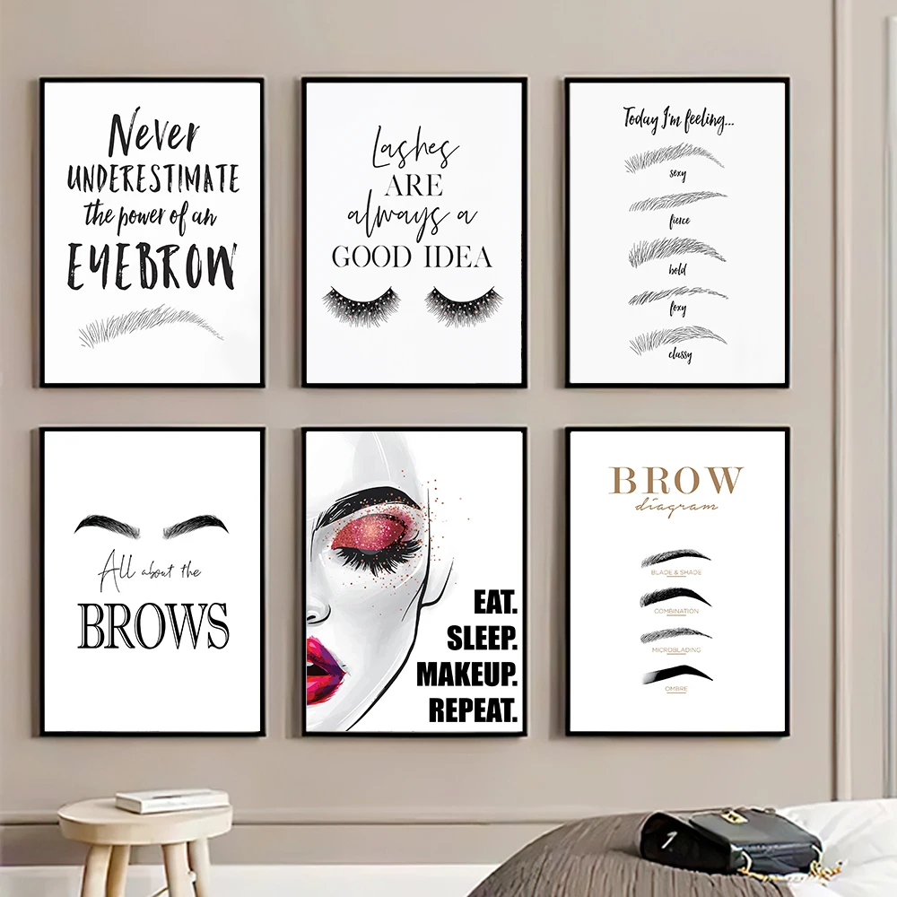 Beauty And Makeup Quotes - Fashion MakeUp Canvas Painting Print Eyebrow