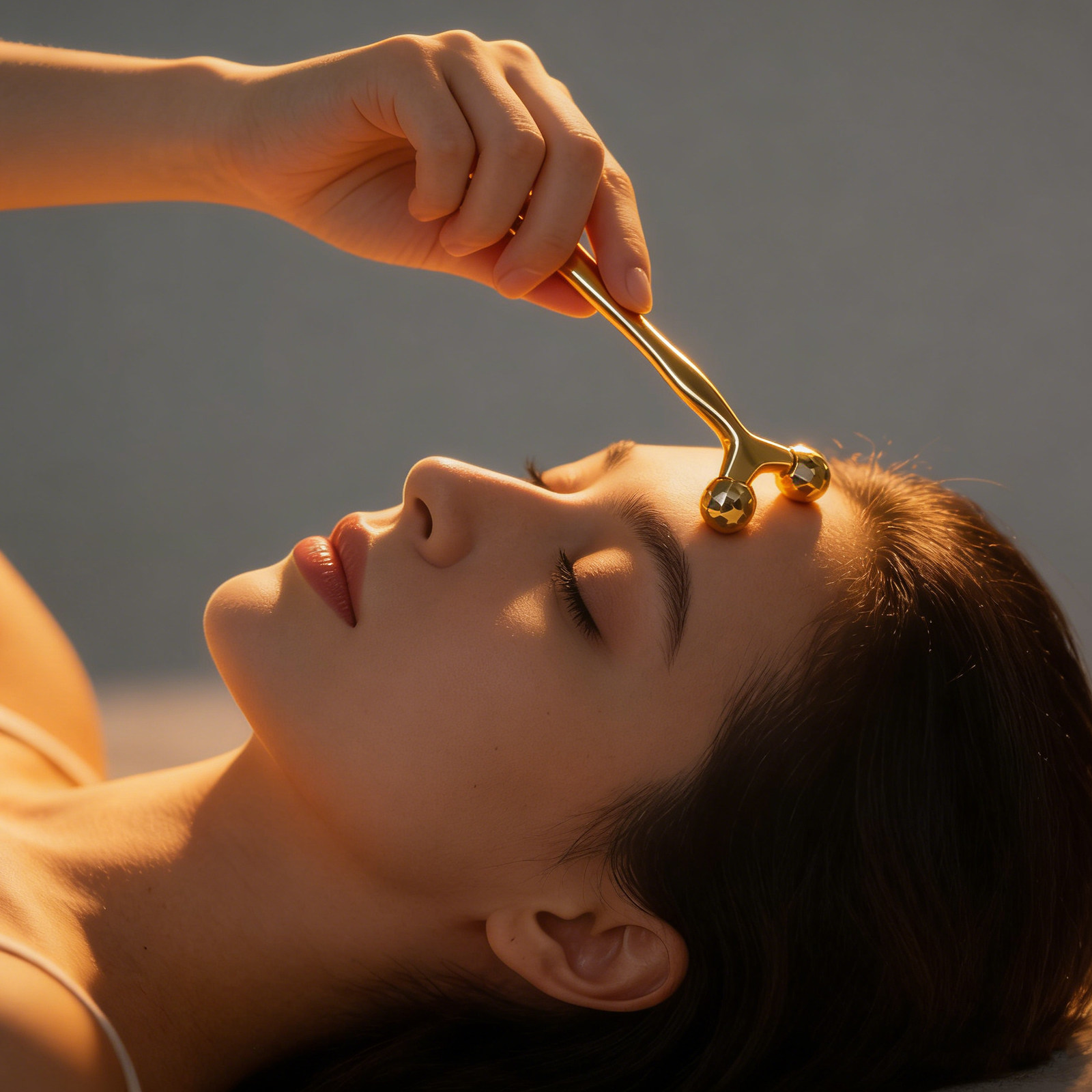 Face Massager - Facial Roller Dual-Ended Metal Gold Face