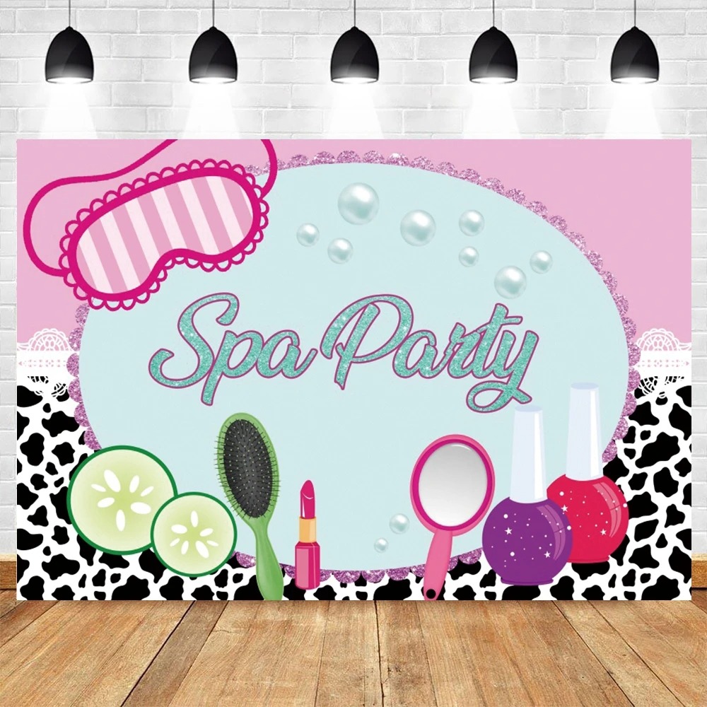 Spa Party Themed Backdrop for  - Beauty Makeup Girl Photo review and price