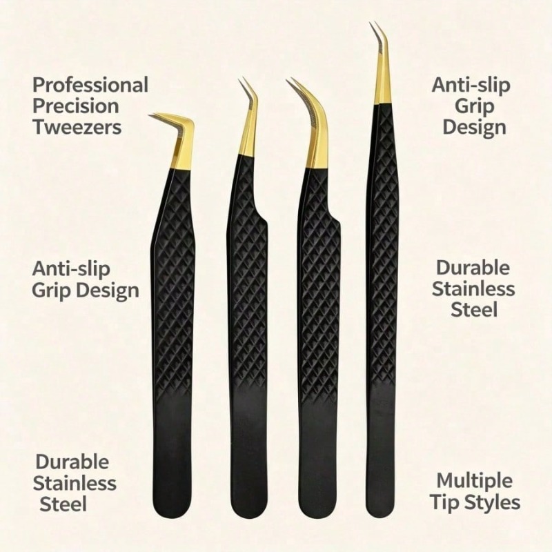 4Pcs Black Stainless Steel Fib - Beauty Makeup Artist review and price