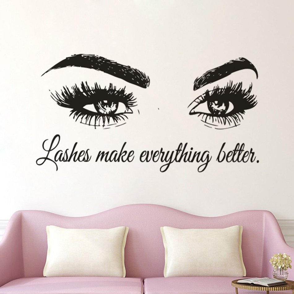 Eyelashes Vinyl Wall Decal Bea - Beauty And Makeup Quotes review and price