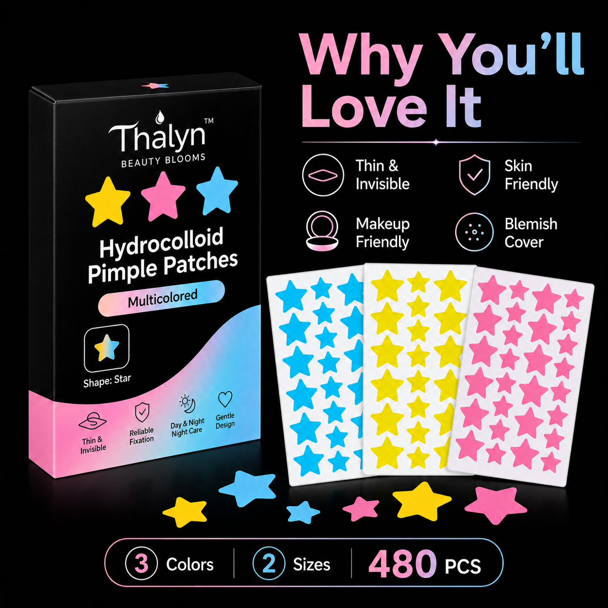 480PCS Colorful Star Pimple Pa - Makeup And Beauty review and price